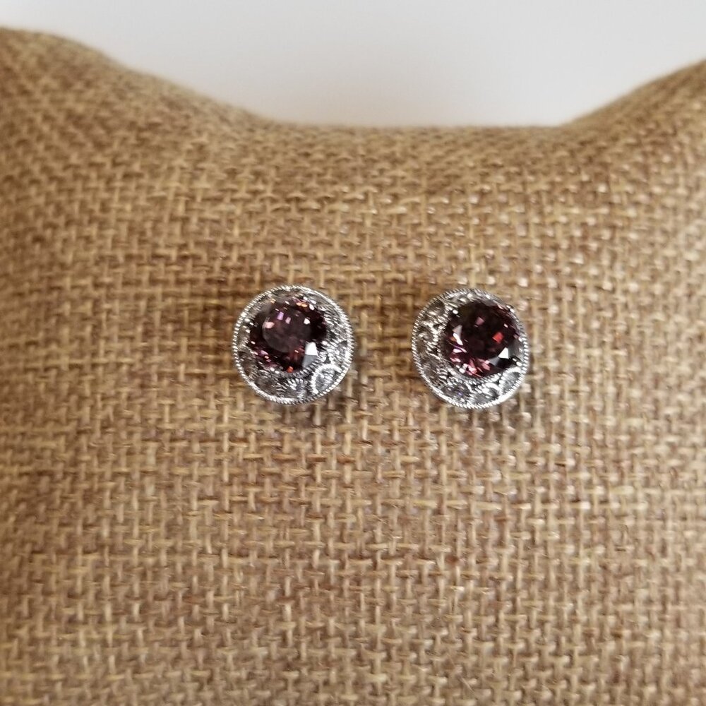 Tacori IV Sterling Silver 925 Pink CZ Stud and Clear CZ Jackets Earrings